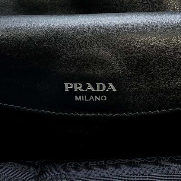 9645639 16 Prada Handbag Leopard Nylon Halaco Ostrich Black