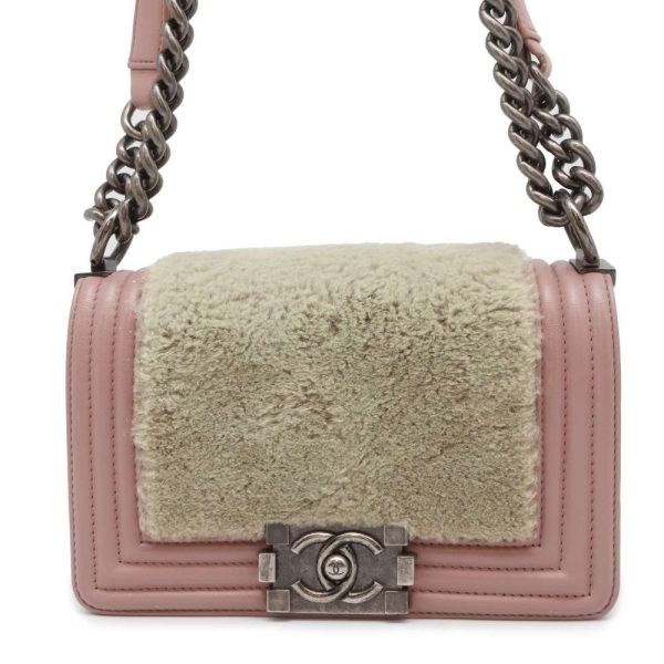 9645806 01 CHANEL Boy Chanel Fur Chain Shoulder Bag