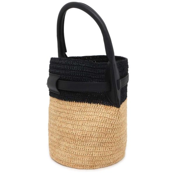 9645899 02 Celine handbag big bag nano bucket raffia 2way shoulder black