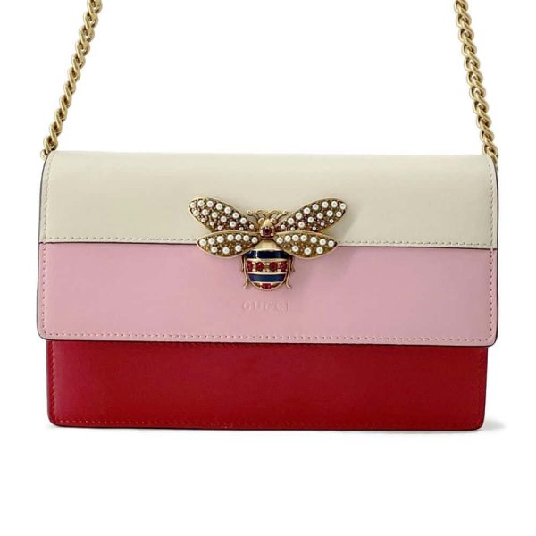 9645936 01 Gucci Queen Margaret Bee Chain Wallet White