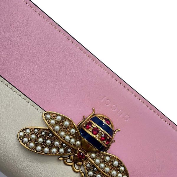 9645936 13 Gucci Queen Margaret Bee Chain Wallet White