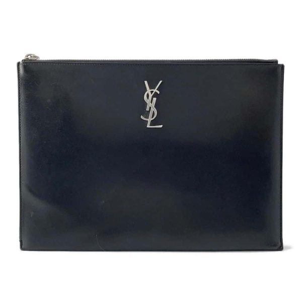 9646070 01 Saint Laurent Paris Monogram Zip Tablet Holder Clutch Bag Black