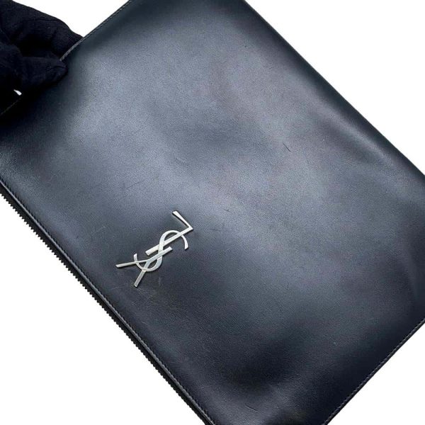 9646070 09 Saint Laurent Paris Monogram Zip Tablet Holder Clutch Bag Black