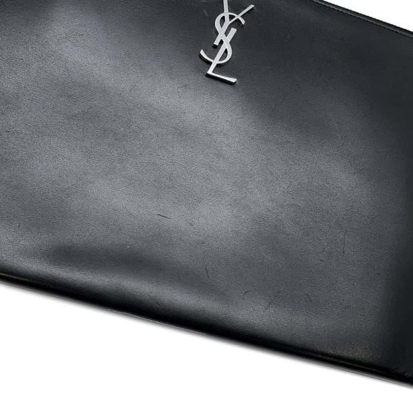 9646070 12 Saint Laurent Paris Monogram Zip Tablet Holder Clutch Bag Black