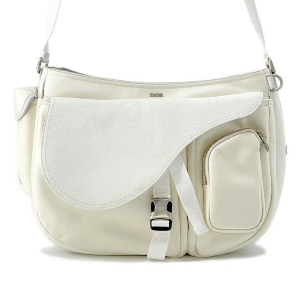 9646292 01 Christian Dior Sakai Collaboration Saddle Soft Shoulder Bag White