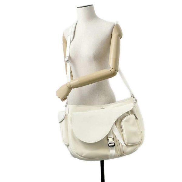 9646292 04 Christian Dior Shoulder Bag Sakai Saddle Soft Bag White