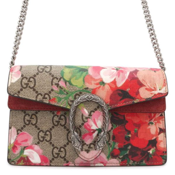 9646315 01 Gucci Dionysus GG Supreme Super Mini Chain Shoulder Bag Flower