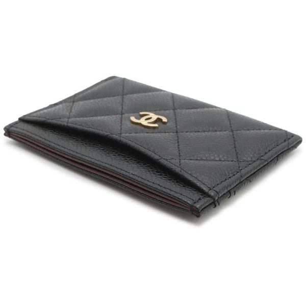 9649347 02 CHANEL Matelasse CocoMark Caviar Skin Pass Card Holder Black