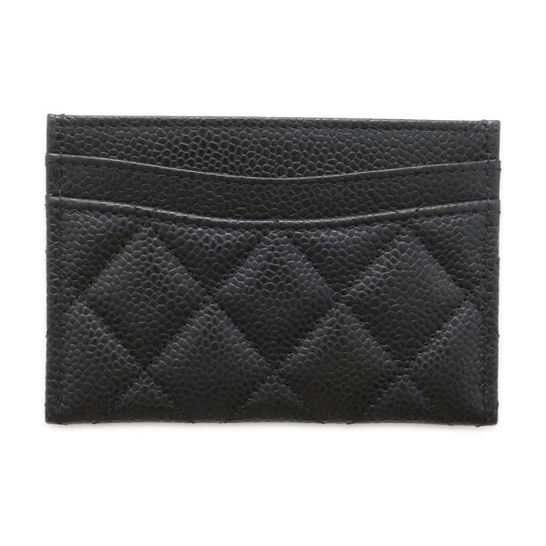 9649347 03 CHANEL Matelasse CocoMark Caviar Skin Pass Card Holder Black