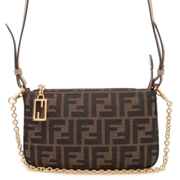 9649378 01 Fendi Baguette Slim Clutch Shoulder Bag Brown