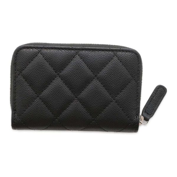 9649392 03 CHANEL Matelasse Caviar Skin Card Holder Pass Case Black