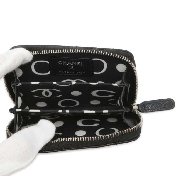 9649392 04 CHANEL Matelasse Caviar Skin Card Holder Pass Case Black