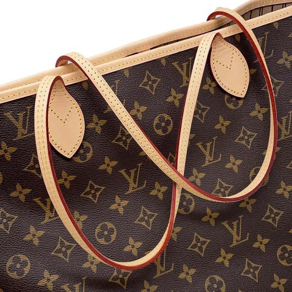 9649804 08 Louis Vuitton Neverfull MM Tote Bag Monogram Brown