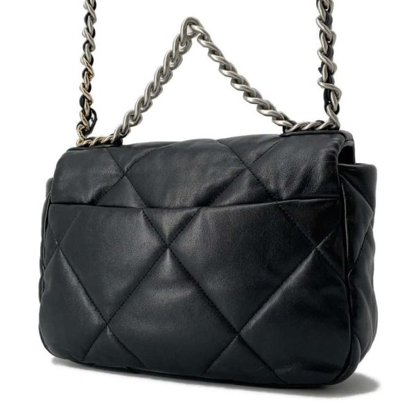 9650503 02 Chanel 19 Flap Lambskin Shoulder Bag Black