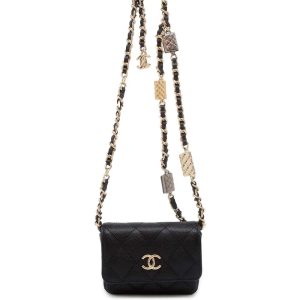 9650534 01 Chanel Chain Tote Bag Soft Caviar Skin Black