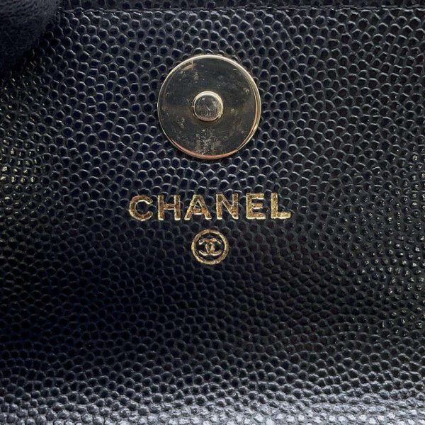 9650534 12 CHANEL Chain Shoulder Bag Mini Matelasse Shoulder Pouch Coco Mark Caviar Skin Black