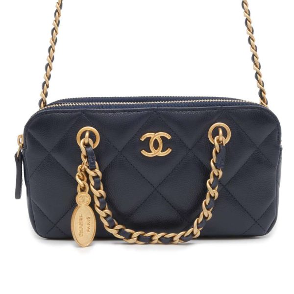 9652729 01 CHANEL Chain Wallet Cocomark Matelasse Shoulder Bag Caviar Skin Black