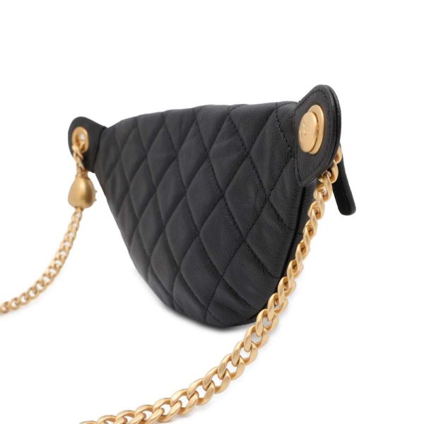 9652736 02 CHANEL Matelasse Heart Chain Caviar Skin Body Bag Black