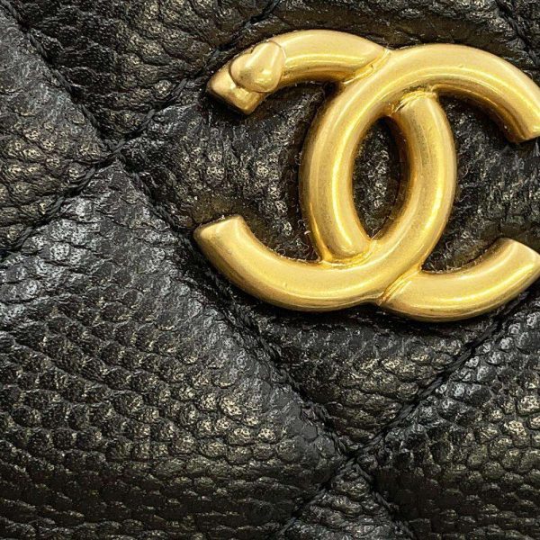 9652736 07 CHANEL Matelasse Heart Chain Caviar Skin Body Bag Black