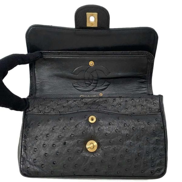 9654457 06 CHANEL Matelasse W Flap Shoulder Bag Ostrich Black