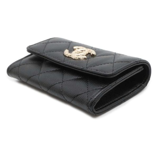 9655317 02 CHANEL Matelasse Caviar Skin Coin Case Card Holder Black