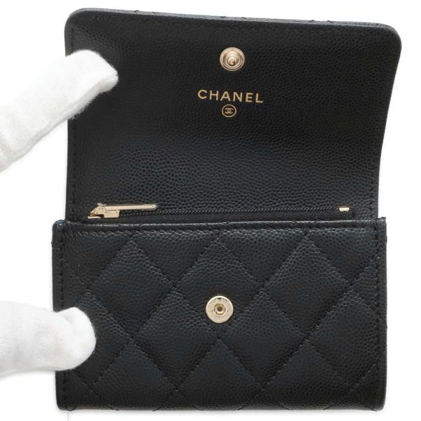 9655317 04 CHANEL Matelasse Caviar Skin Coin Case Card Holder Black