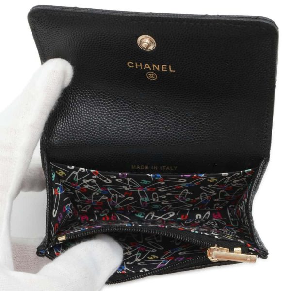 9655317 05 CHANEL Matelasse Caviar Skin Coin Case Card Holder Black