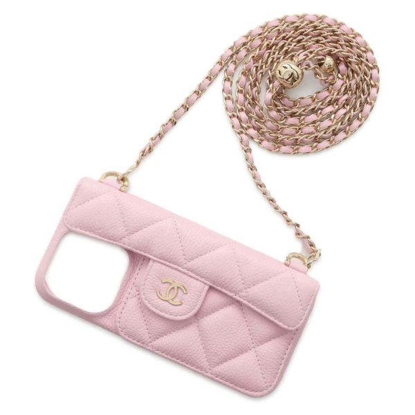 9656222 01 CHANEL Shoulder Phone Case Matelasse Caviar Skin