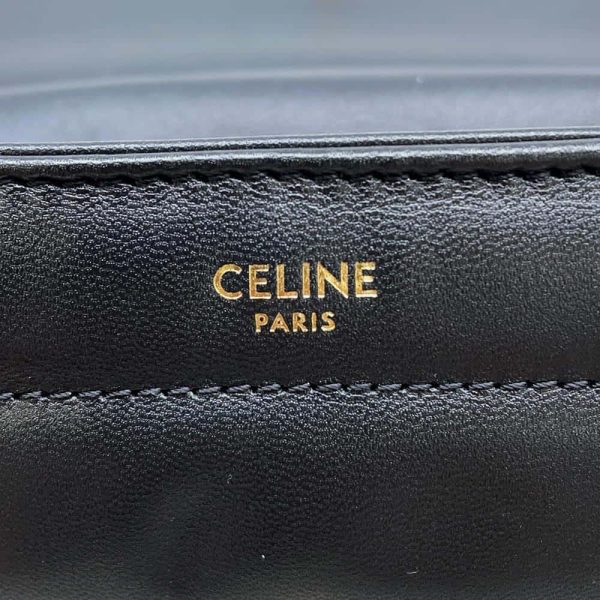 9659353 10 Celine Chain Shoulder Bag Matelasse Monochrome Black