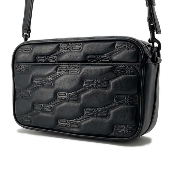 9659391 02 Balenciaga Shoulder Bag BB Monogram Black