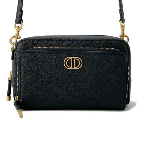 9659513 01 Christian Dior Shoulder Bag Caro Double Pouch Black