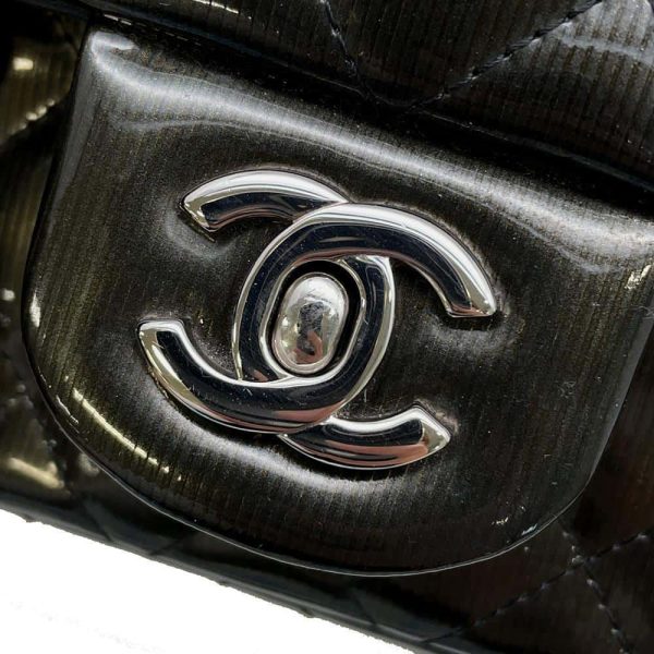 9659537 12 Chanel Chain Shoulder Bag Matelasse Patent Black