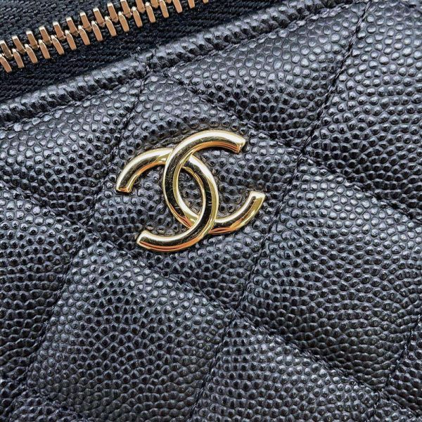 9660250 08 CHANEL Vanity Trump Shoulder Bag Matelasse Caviar Skin Black