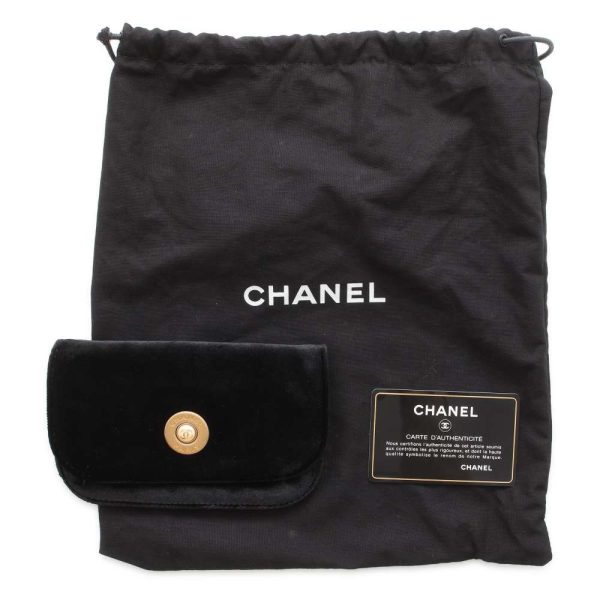 9662223 17 CHANEL Chain Bag Camellia Cocomark Mini Velor Bag Black