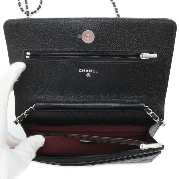 9662261 06 Chanel Chain Wallet Matelasse Caviar Skin Black