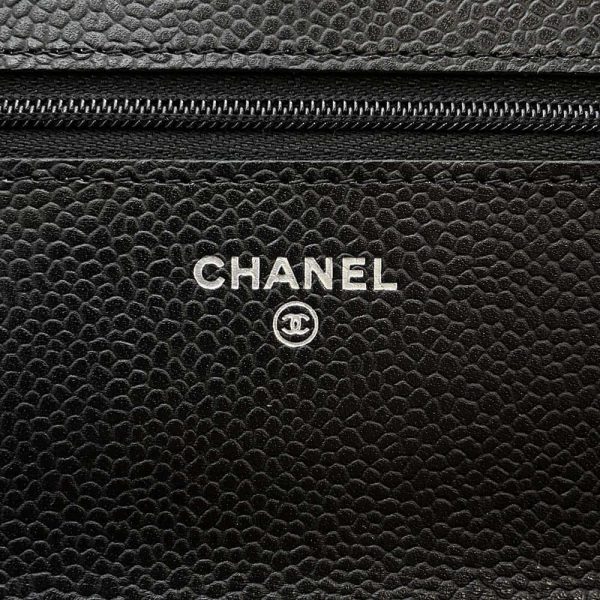 9662261 07 Chanel Chain Wallet Matelasse Caviar Skin Black