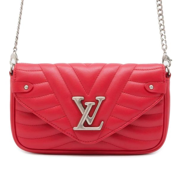 9662476 01 Louis Vuitton Chain Wallet Calf Wave Pochette Chain Red