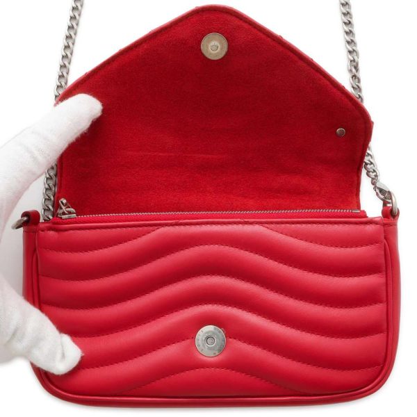 9662476 05 Louis Vuitton Chain Wallet Calf Wave Pochette Chain Red