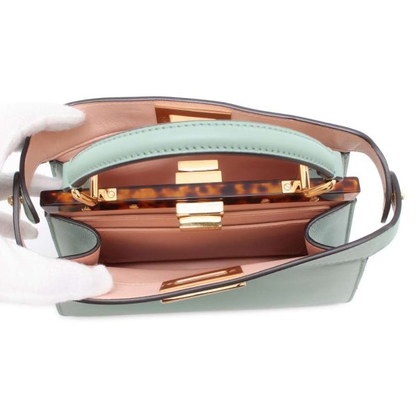 9662520 06 Fendi Peekaboo 2way Shoulder Bag Tortoiseshell Green