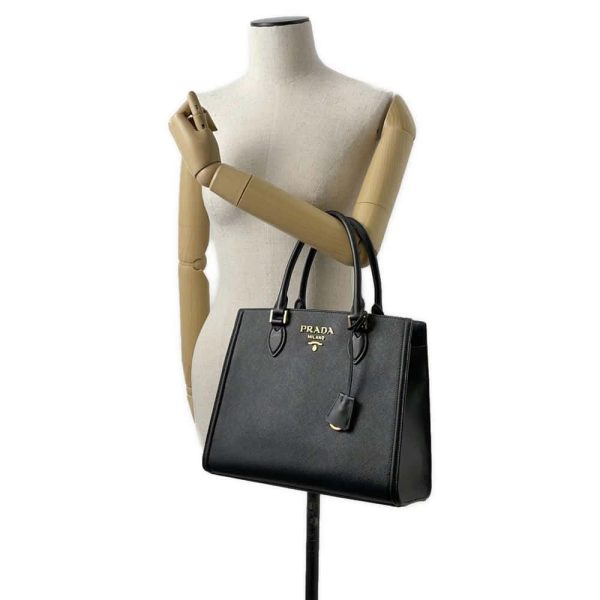 9664241 05 Prada Saffiano Tote Bag 2way Shoulder Bag Black