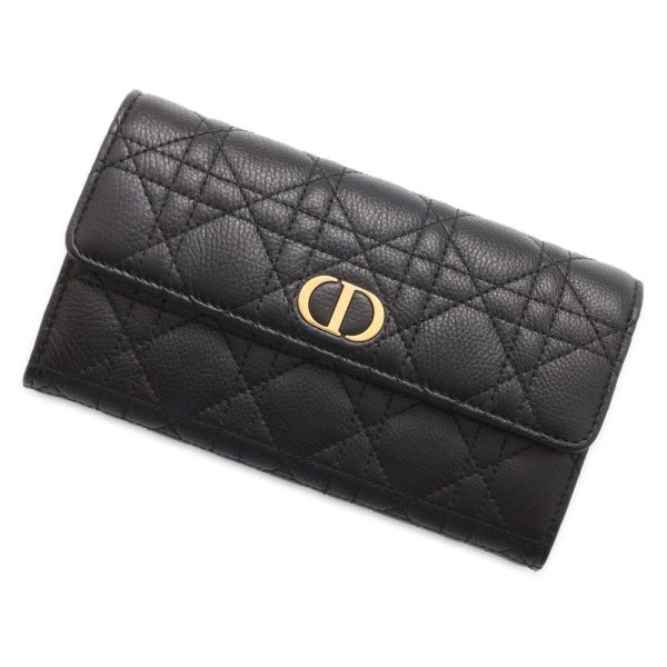 9668898 01 Christian Dior Long Wallet Caro Cannage Dior Wallet Black