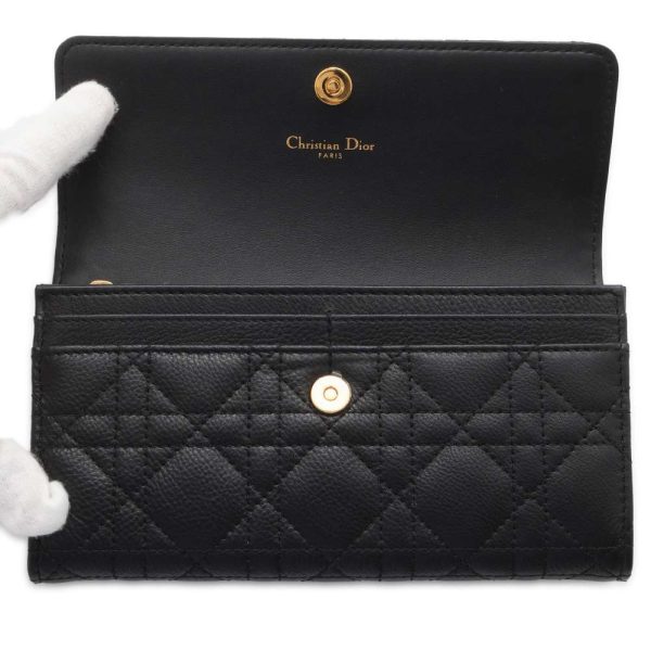 9668898 04 Christian Dior Long Wallet Caro Cannage Dior Wallet Black