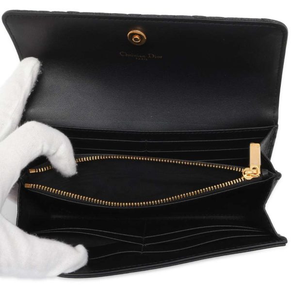 9668898 05 Christian Dior Long Wallet Caro Cannage Dior Wallet Black