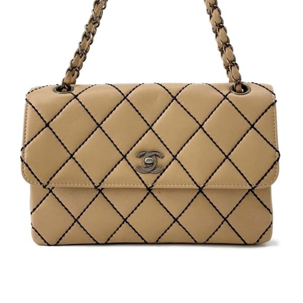 9669543 01 CHANEL Wild Stitch Matelasse Calfskin Double Chain Shoulder Bag