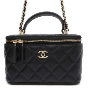 9669963 01 Chanel Caviar Skin Chain Tote Bag Triple Coco Mark Black Gold Hardware