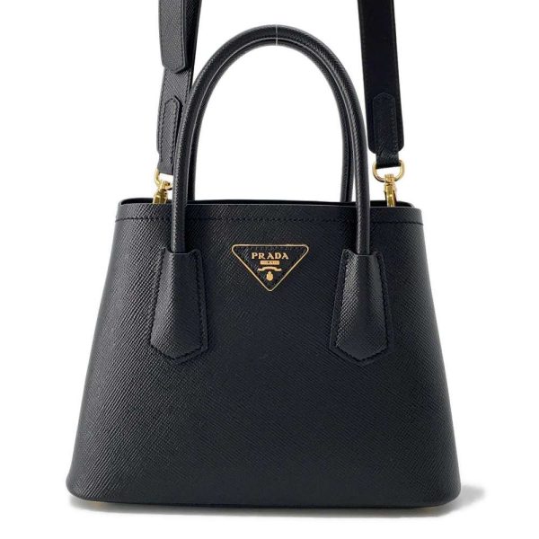 9670426 01 Prada Doubre Mini Saffiano Handbag 2way Shoulder Bag Black