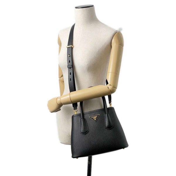 9670426 05 Prada Doubre Mini Saffiano Handbag 2way Shoulder Bag Black