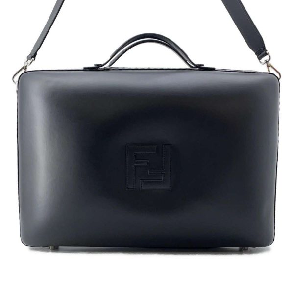 9671898 01 Fendi FF Large Suitcase 2way Shoulder Bag Black