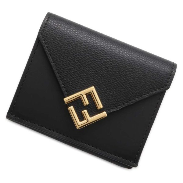 9672109 01 Fendi tri f FF diamond wallet black