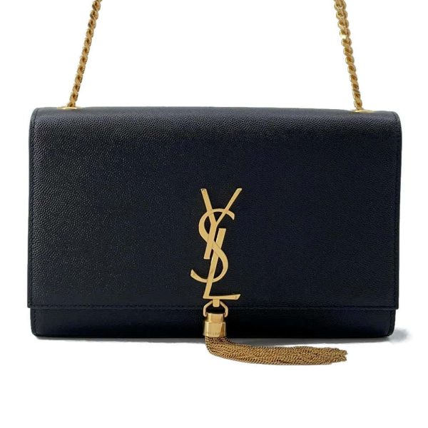 9672307 01 Saint Laurent Paris Kate Tassel Chain Shoulder Bag Black